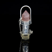 Load image into Gallery viewer, Lagoon Coral Rollerball Necklace Series - Strawberry Quartz on Mandala Pattern