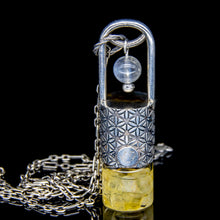 Load image into Gallery viewer, Spring Mini Rollerball Necklace Series - Moonstone and Opal on Flower of Life Pattern