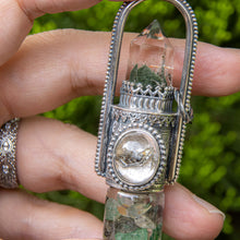 Load image into Gallery viewer, Rollerball Necklace Series - Green Pyramid Phantom with Green Euthlorite/Mica Quartz