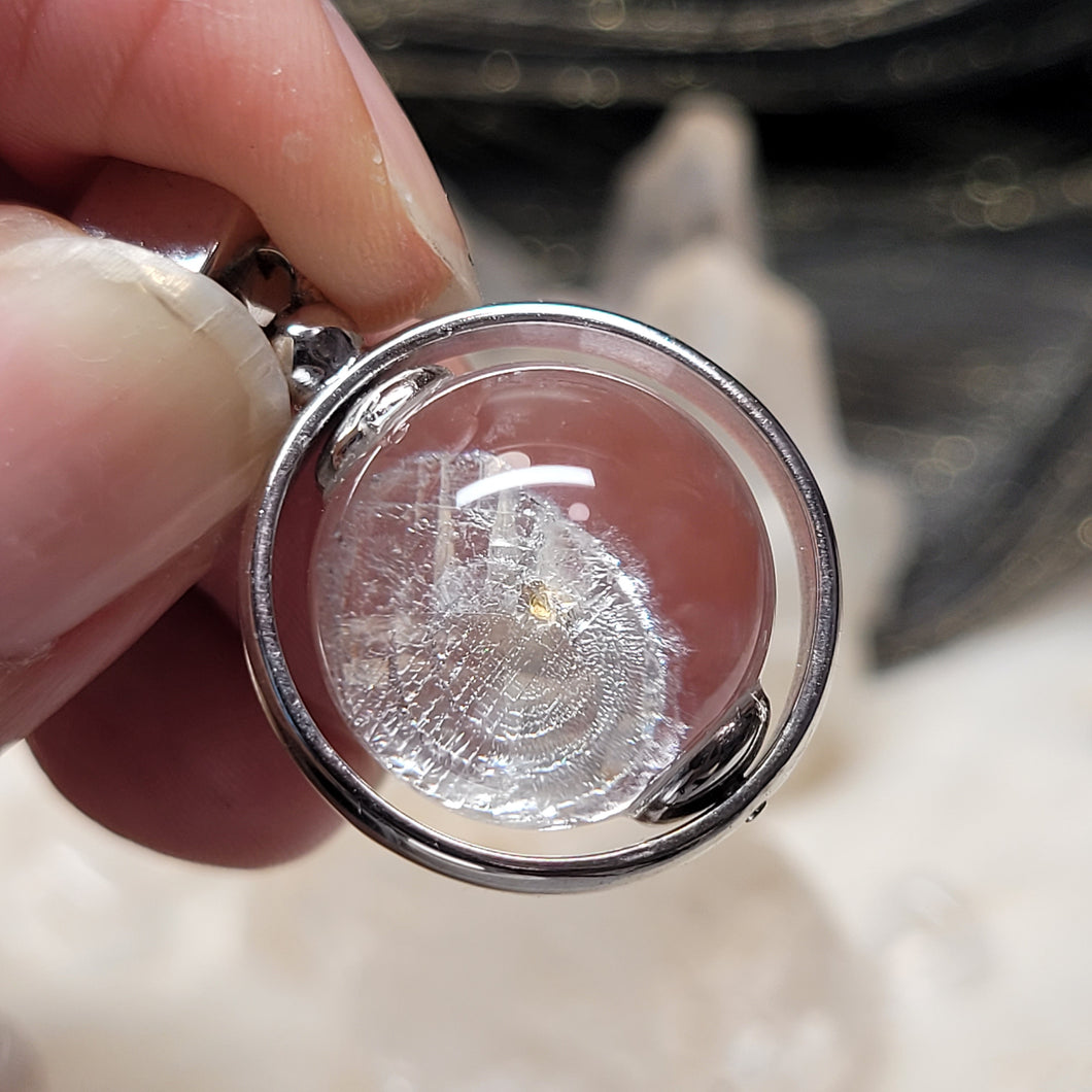 0993 指紋礦S925純銀吊墜（可旋轉）