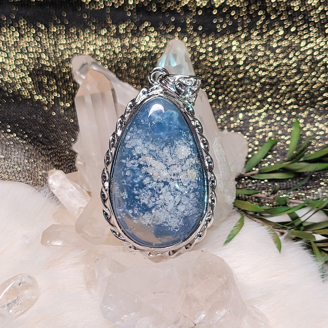 1015 藍線晶中晶S925純銀吊墜