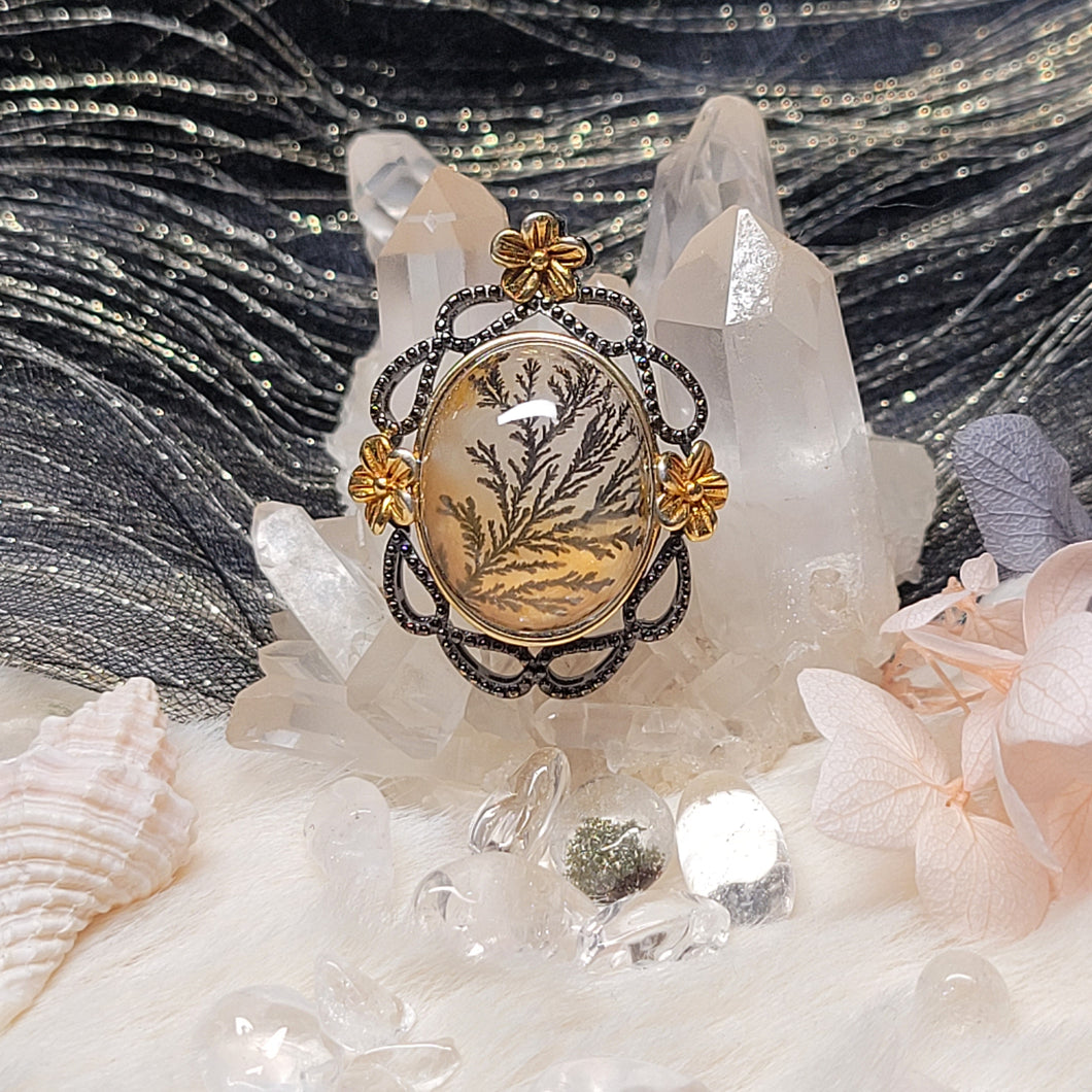 1025 錳鐵礦小樹S925純銀吊墜