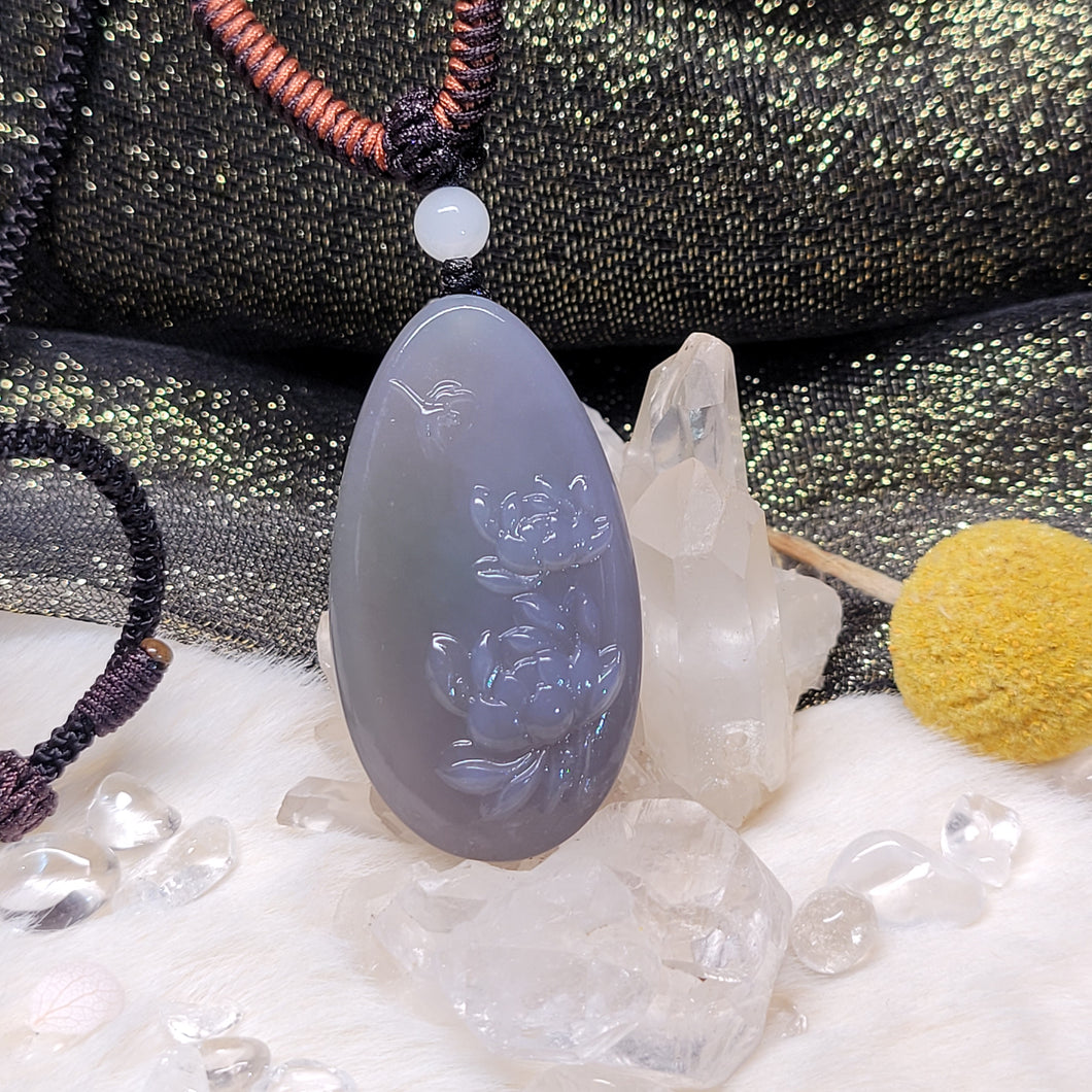 1036 煙紫和田玉手编頸鏈