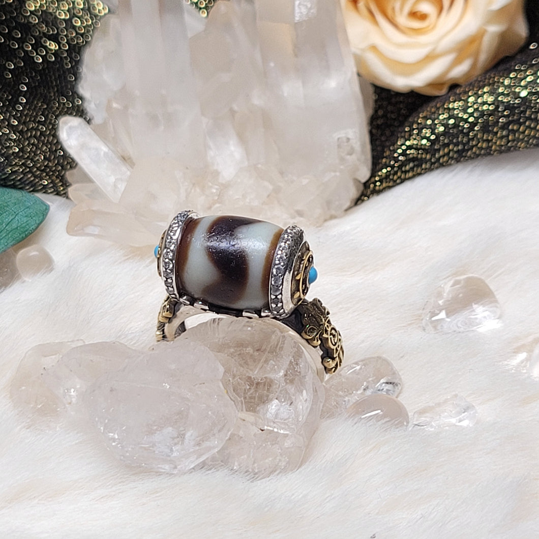 1154 牙牙天珠戒指