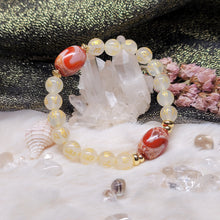 Load image into Gallery viewer, 1098 紅肉牙牙琉璃六字真言琉璃手串
