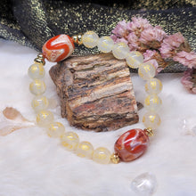 Load image into Gallery viewer, 1098 紅肉牙牙琉璃六字真言琉璃手串
