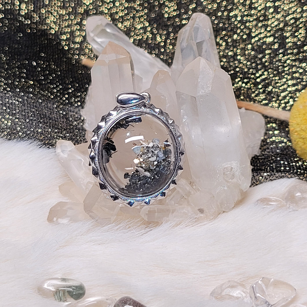 1171 多彩雲母S925純銀吊墜