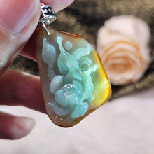 Load image into Gallery viewer, 1055 綠翡紅翡半山水S925純銀吊墜
