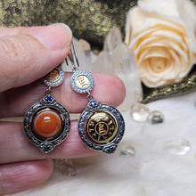 Load image into Gallery viewer, 1058 紅肉羊板眼天眼天珠耳環
