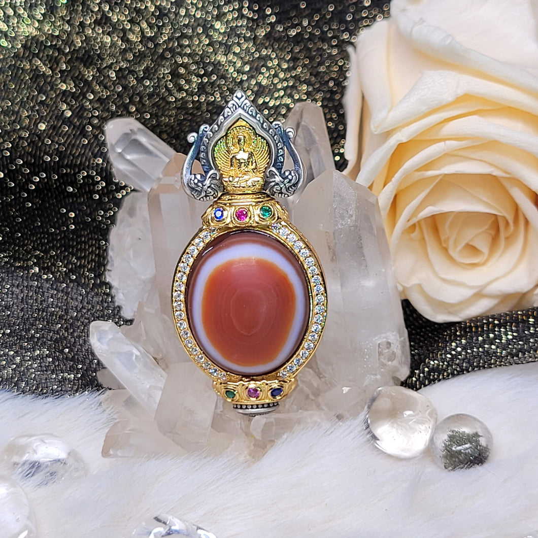 1059 紅肉羊板眼天眼天珠藥師佛吊墜