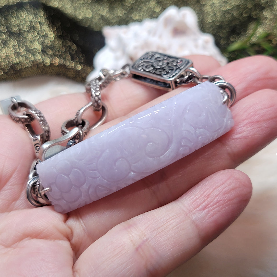 1208 A貨翡翠紫手牌銀手鏈