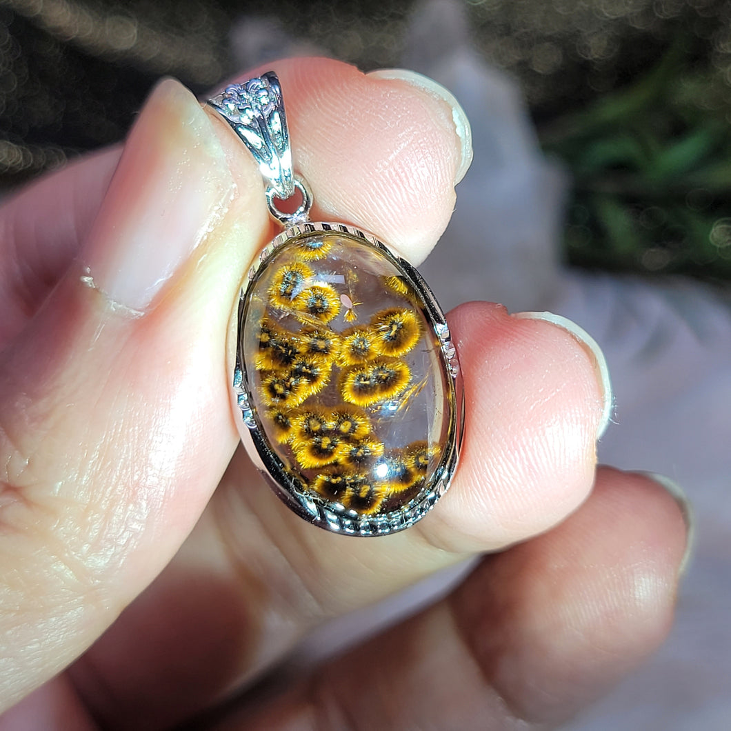 1253 針鐵礦925銀包邊吊墜