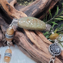 Load image into Gallery viewer, 1222 A貨翡翠秋香綠灑金銀手鏈
