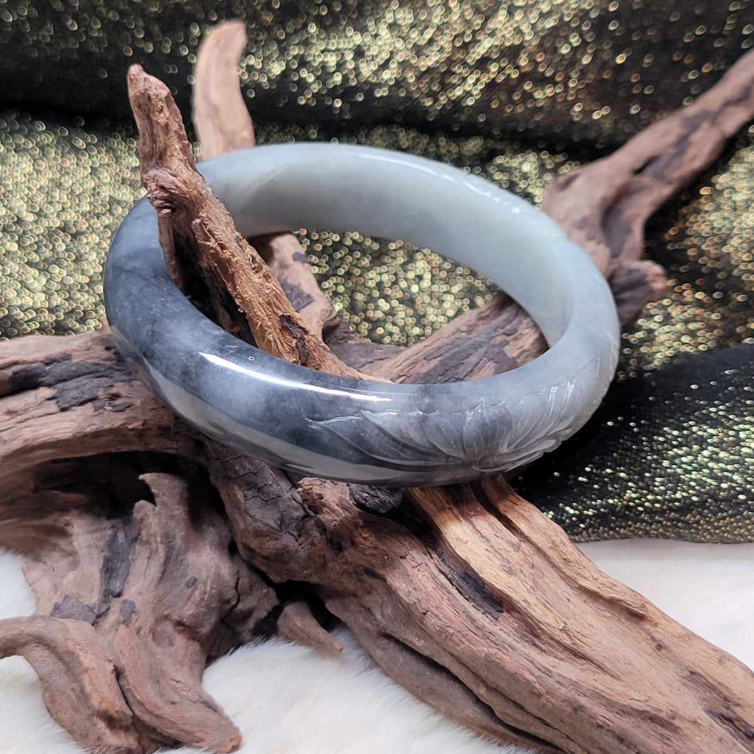 1223 A貨翡翠烏雞手鐲（ 55 ）