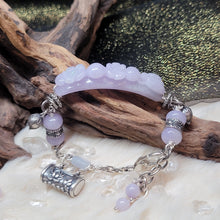 Load image into Gallery viewer, 1224 A貨翡翠紫花手牌銀手鏈
