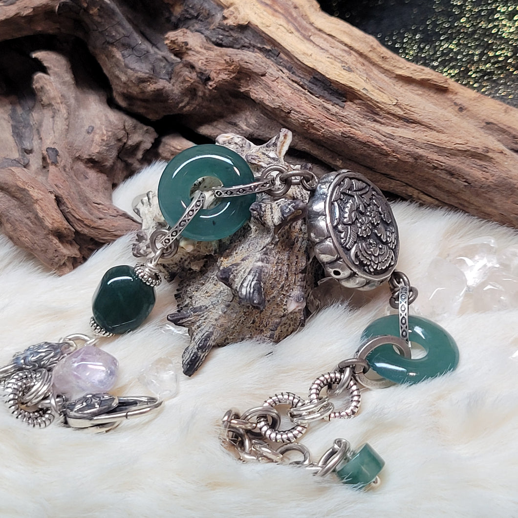 1230 A貨翡翠甜甜圈銀手鏈