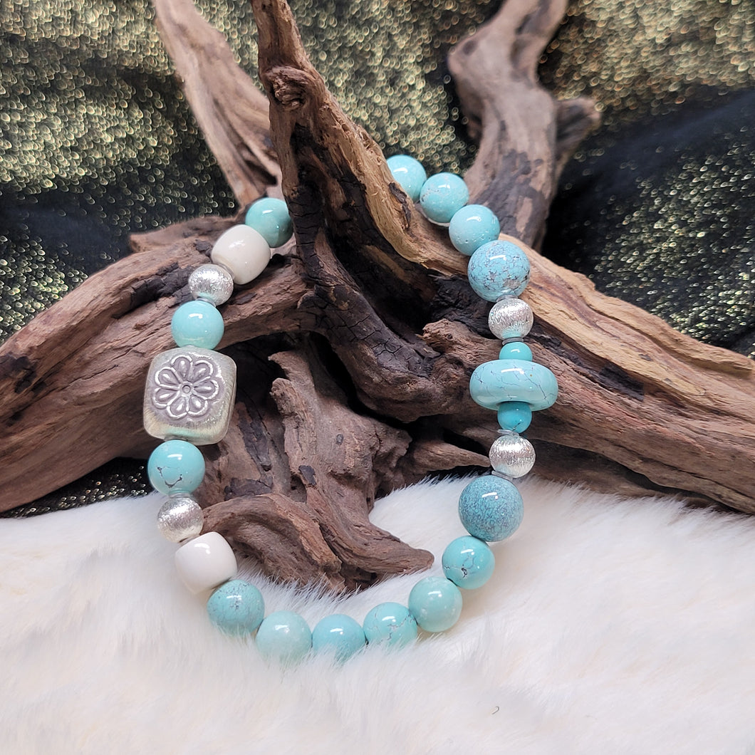 0085 松石銀手串