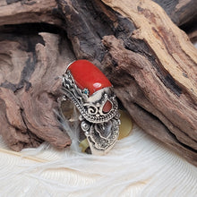 Load image into Gallery viewer, 0864  紅珊瑚重工設計戒指
