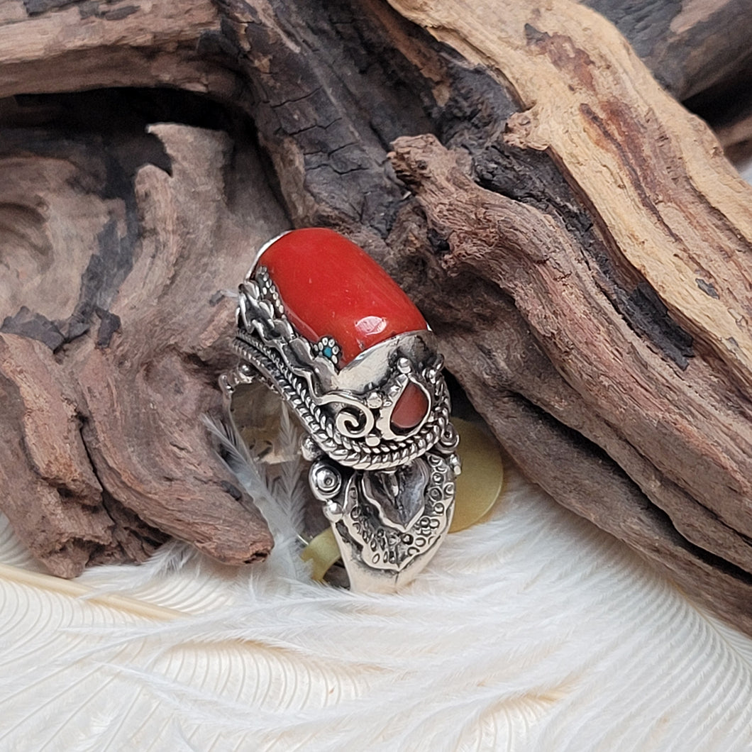 0864  紅珊瑚重工設計戒指