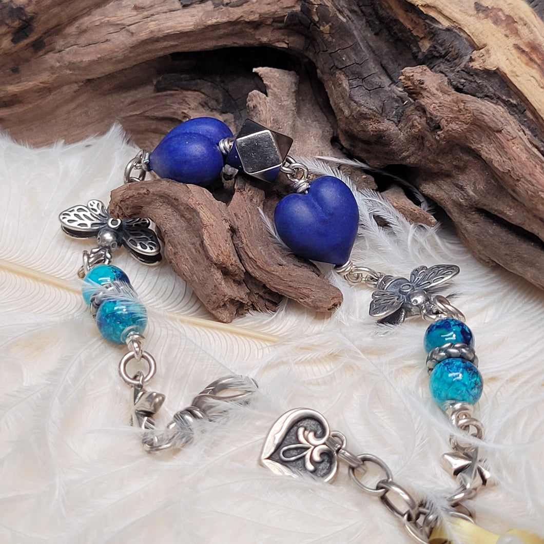 1108 青金心心鳳凰石手鏈