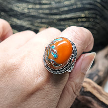 Load image into Gallery viewer, 0855  蜜蠟鑲嵌重工設計戒指
