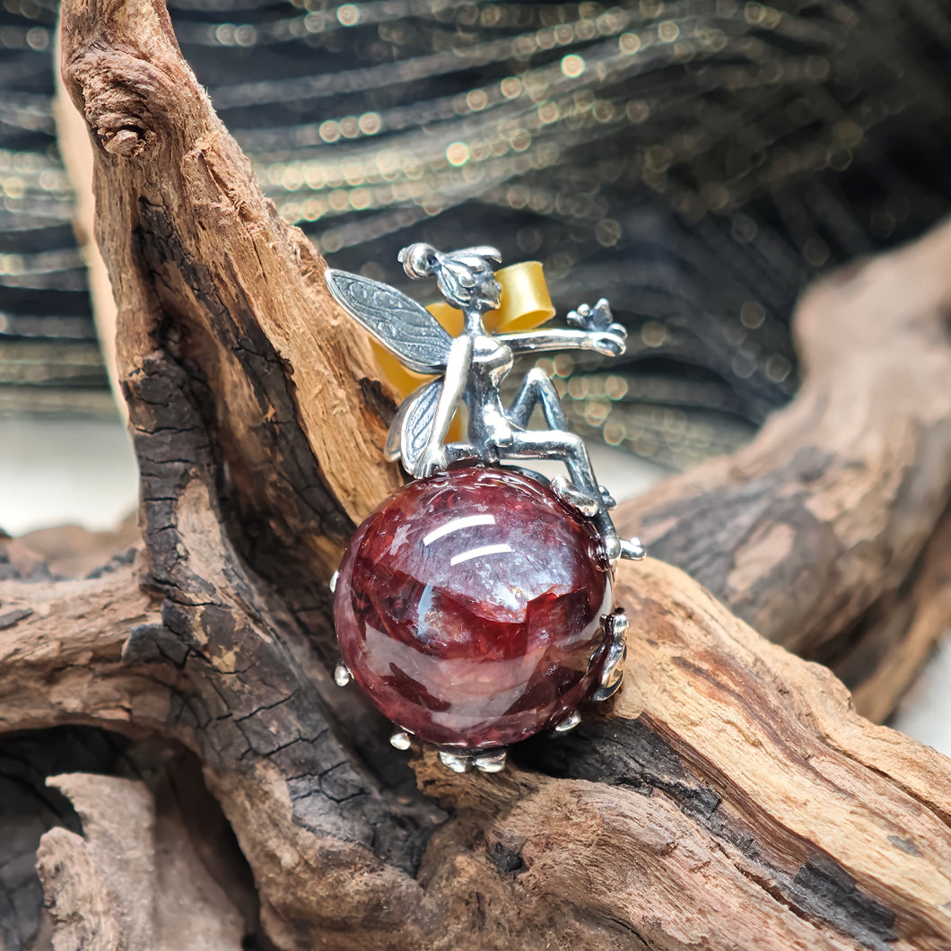 1051  花仙子膠花水晶吊墜