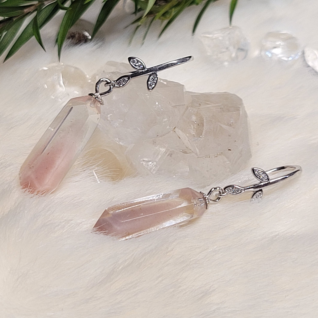 0381 粉紅色兔毛S925純銀耳環