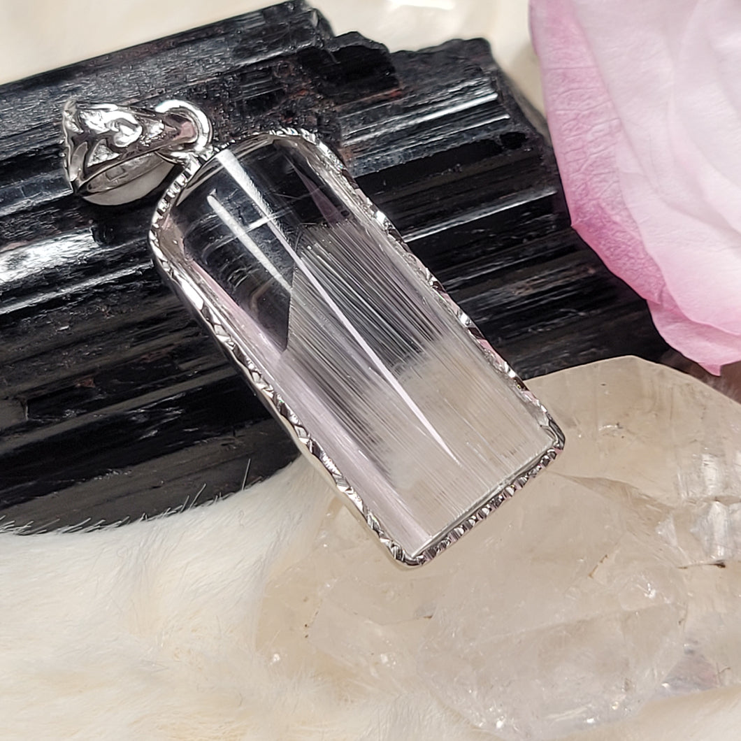 0784 膽路針S925純銀包邊吊墜