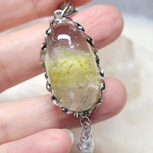 Load image into Gallery viewer, 0785 青綠碧璽S925純銀包邊流蘇吊墜
