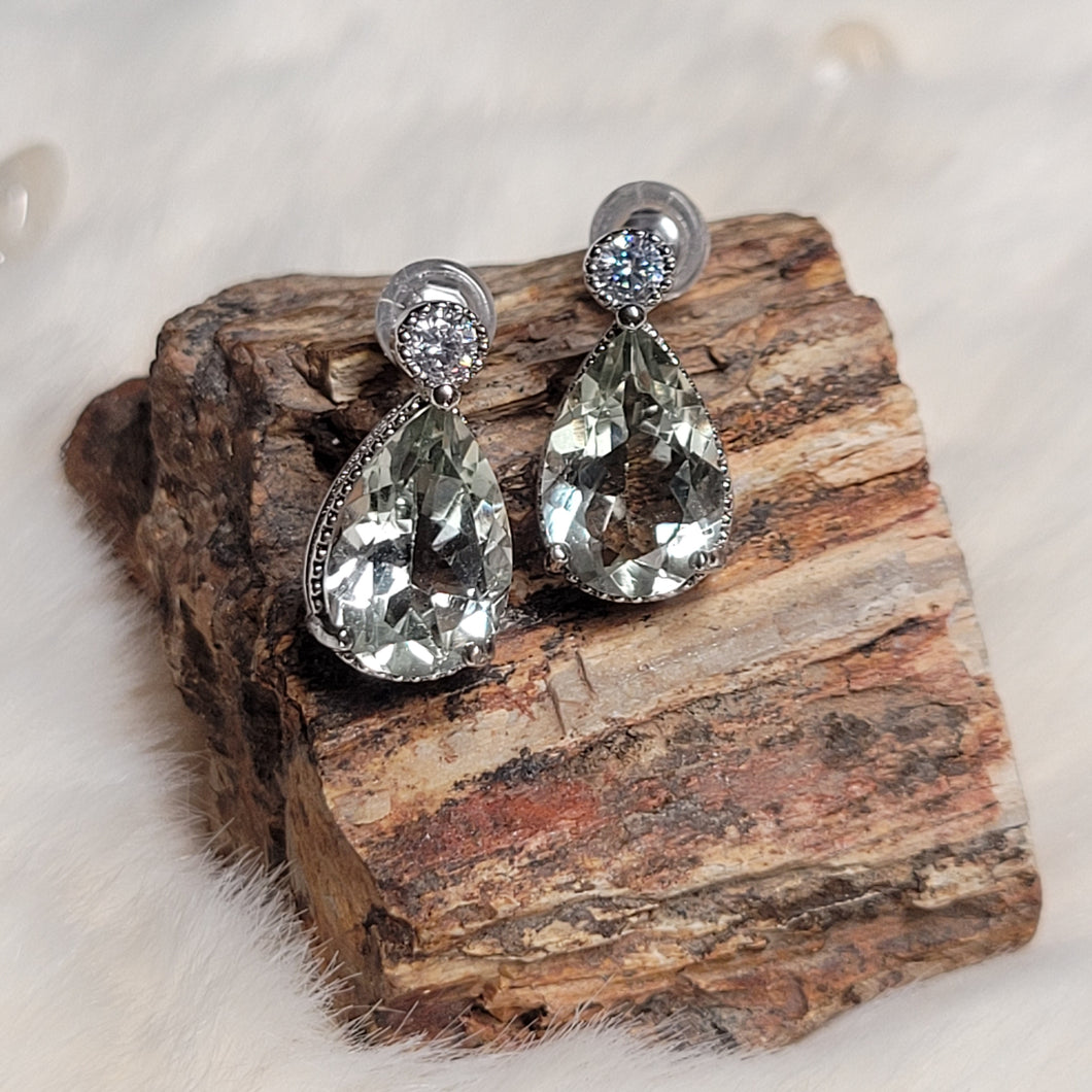 0476 綠水晶S925純銀耳環