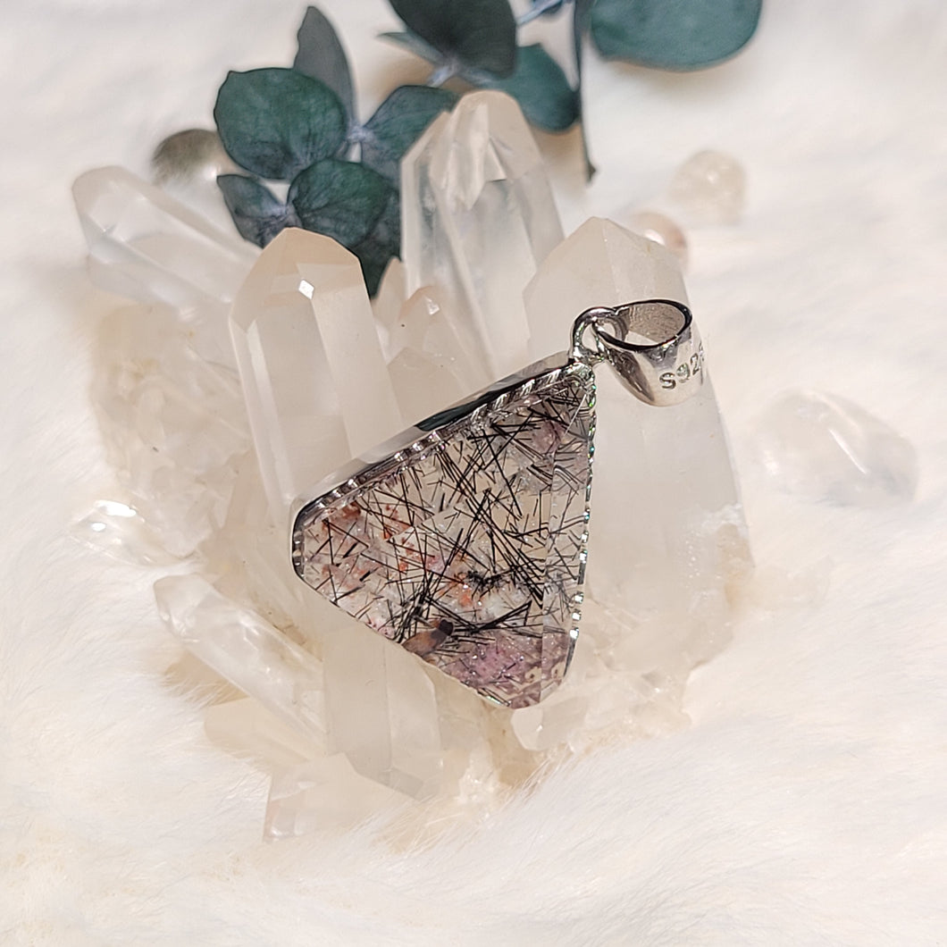 0501 梅花幽靈穿發晶S925純銀吊墜