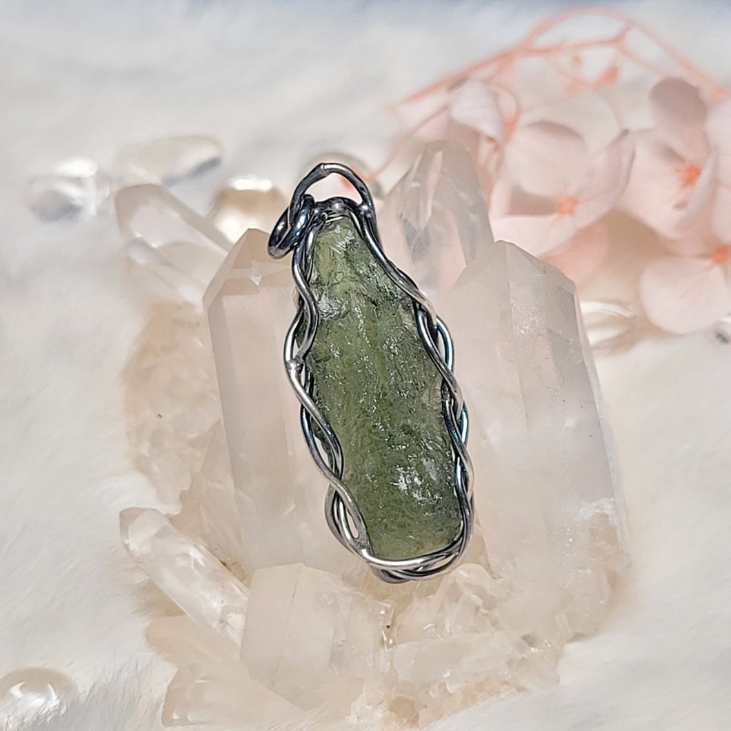 0525 捷克隕石999純銀隨形包邊吊墜