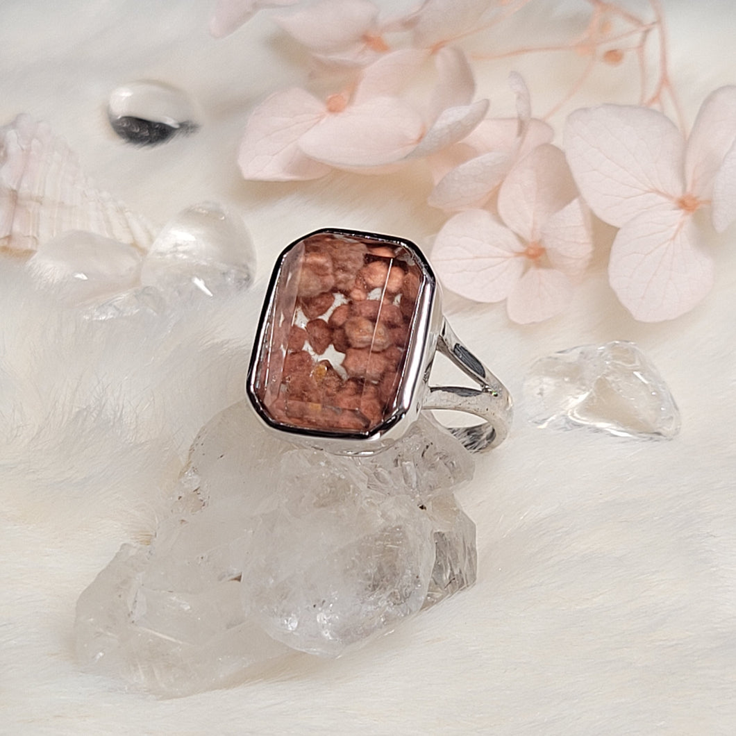 0533 粉紅兔毛團團S925純銀戒指（不限指圍）