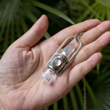 Load image into Gallery viewer, Fountain Moonlight Rollerball Necklace Series - Rutilated Quartz and Moonstone on Retro Pattern

