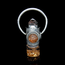Load image into Gallery viewer, Fountain Autumn Rollerball Necklace Series - Red Rutilated Quartz and Phantom on Floral Pattern
