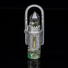 Load image into Gallery viewer, Rollerball Necklace Series - Green Pyramid Phantom with Green Euthlorite/Mica Quartz
