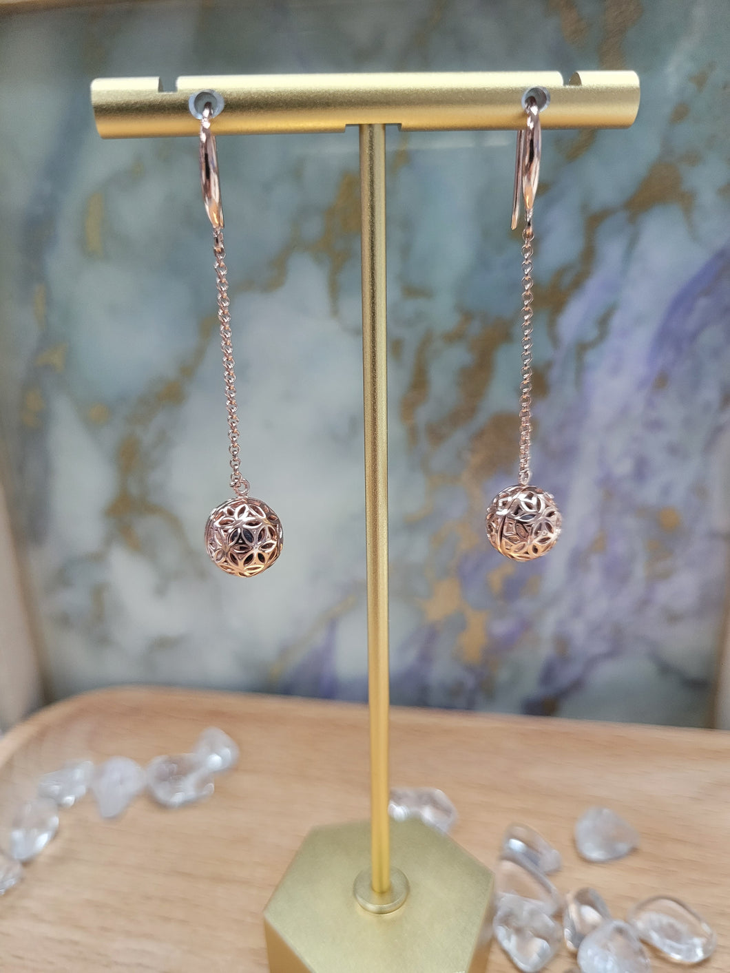 Golden Sphere Earrings (Long)