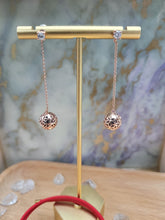 Load image into Gallery viewer, Golden Sphere Stud Earrings (Rose Gold) with Stone
